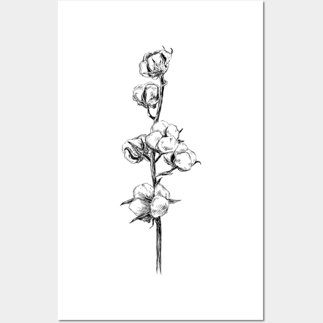 Cotton Branch Sketch Wall Art by rachelsfinelines